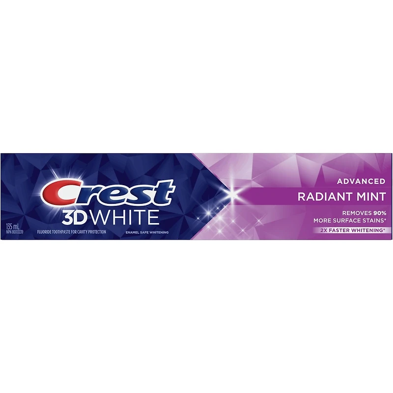 Crest 3D White Advanced, Teeth Whitening Toothpaste Radiant Mint, 135 ml