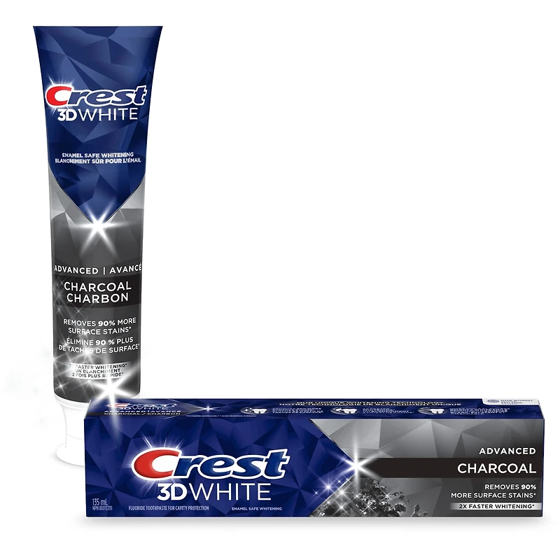 Dentifrice blanchissant Crest 3D White Avancé avec charbon, 135 mL