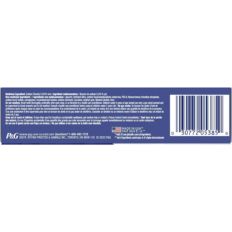 Dentifrice blanchissant Crest 3D White Avancé, Blanc éblouissant, 70 mL