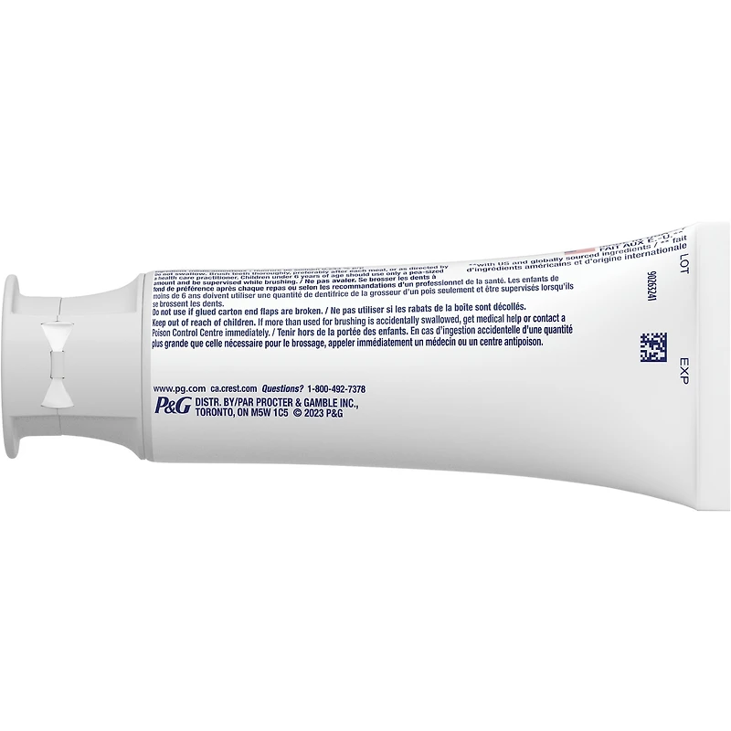 Dentifrice blanchissant Crest 3D White Efface-taches, Menthe polissante, 65 mL