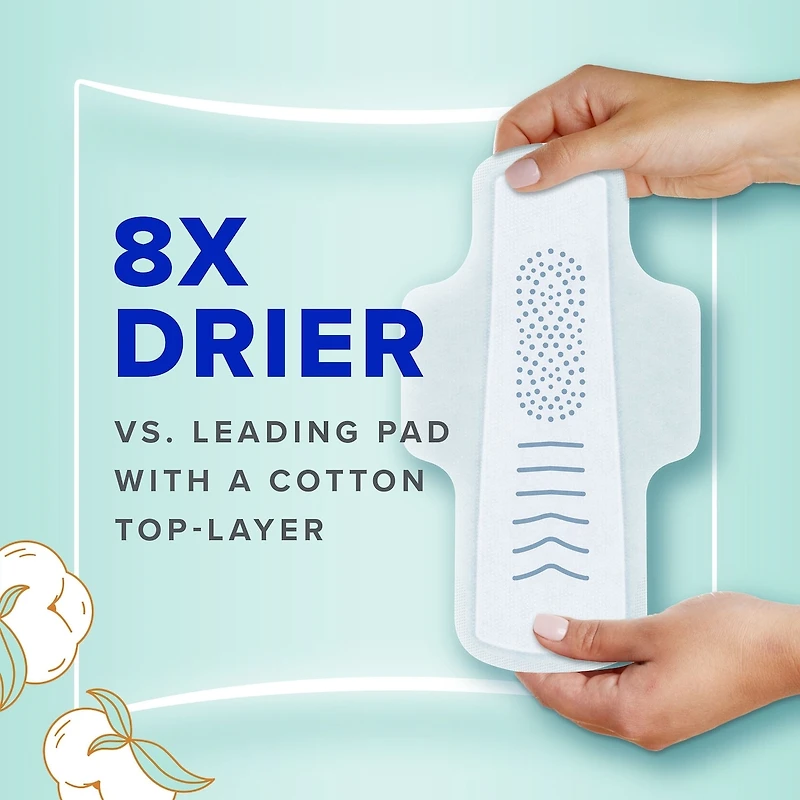 Serviettes Pur coton, flux abondant, avec ailes, pour femmes, taille 2, non parfumées