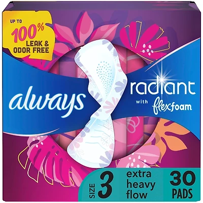 Serviettes Radiant, flux abondant, avec ailes, pour femmes, taille 3, parfum net et léger