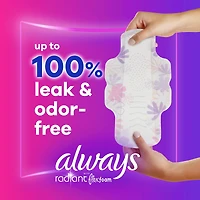 Radiant Feminine Pads for Women, Size 3 Heavy, with Wings, Light Clean Scent
