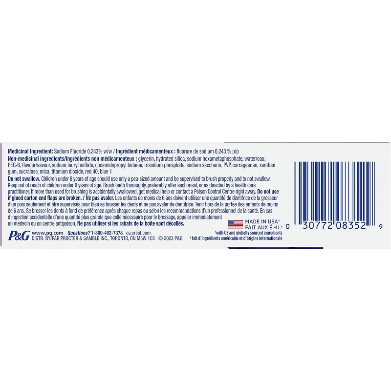 3D White Brilliance Teeth Whitening Purple Toothpaste