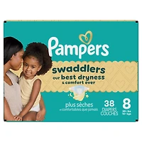 Pampers Swaddlers Diapers, Size 8 (46+ lbs), 38 Count, Ultra Absorbent Disposable Infant Diaper