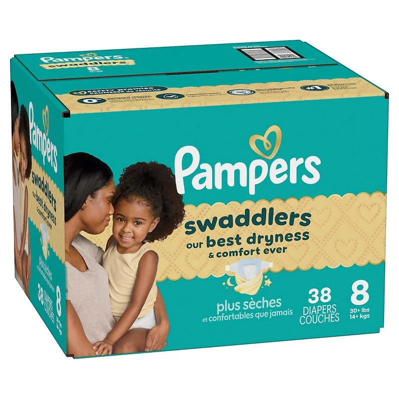 Pampers Swaddlers Diapers, Size 8 (46+ lbs), 38 Count, Ultra Absorbent Disposable Infant Diaper