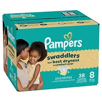 Pampers Swaddlers Diapers, Size 8 (46+ lbs), 38 Count, Ultra Absorbent Disposable Infant Diaper