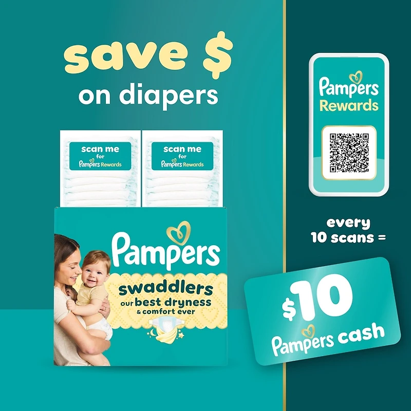 Pampers Swaddlers Diapers, Size 8 (46+ lbs), 38 Count, Ultra Absorbent Disposable Infant Diaper