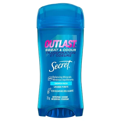 Antisudorifique désodorisant en gel clarté Secret Outlast pour femmes, Fraîcheur après-douche