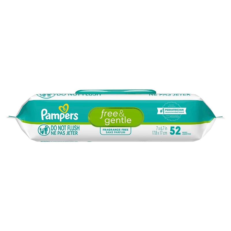 Free & Gentle 100% Plant-Based Fragrance Free Baby Wipes, 1 pack