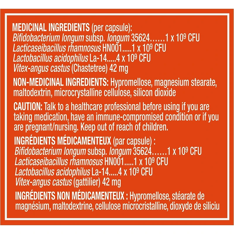 Probiotique Align Double action pour femmes, probiotiques pour la santé intestinale et féminine, aide à soulager les symptômes du syndrome du côlon irritable (SCI) comme les ballonnements, les gaz et l’inconfort abdominal, avec gattilier
