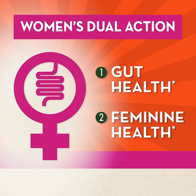 Probiotique Align Double action pour femmes, probiotiques pour la santé intestinale et féminine, aide à soulager les symptômes du syndrome du côlon irritable (SCI) comme les ballonnements, les gaz et l’inconfort abdominal, avec gattilier