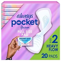 Pocket Feminine Pads with FlexFoam, Size 2, Heavy Flow, with Wings