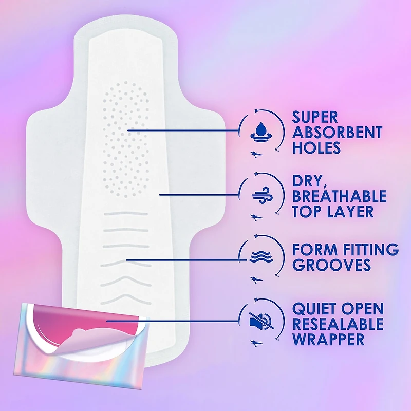 Pocket Feminine Pads with FlexFoam, Size 1, Regular, with Wings