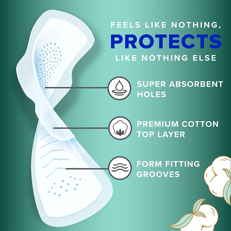 Pure Cotton Feminine Pads for Women, Size 4, Overnight, with wings, Unscented