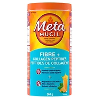 Fibre+ Collagen Peptides, Psyllium Husk Powder, Plant Based Fibre, Sugar-Free with Stevia, Orange Flavoured