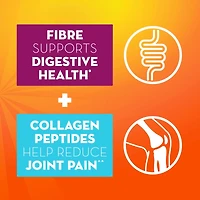 Fibre+ Collagen Peptides, Psyllium Husk Powder, Plant Based Fibre, Sugar-Free with Stevia, Orange Flavoured