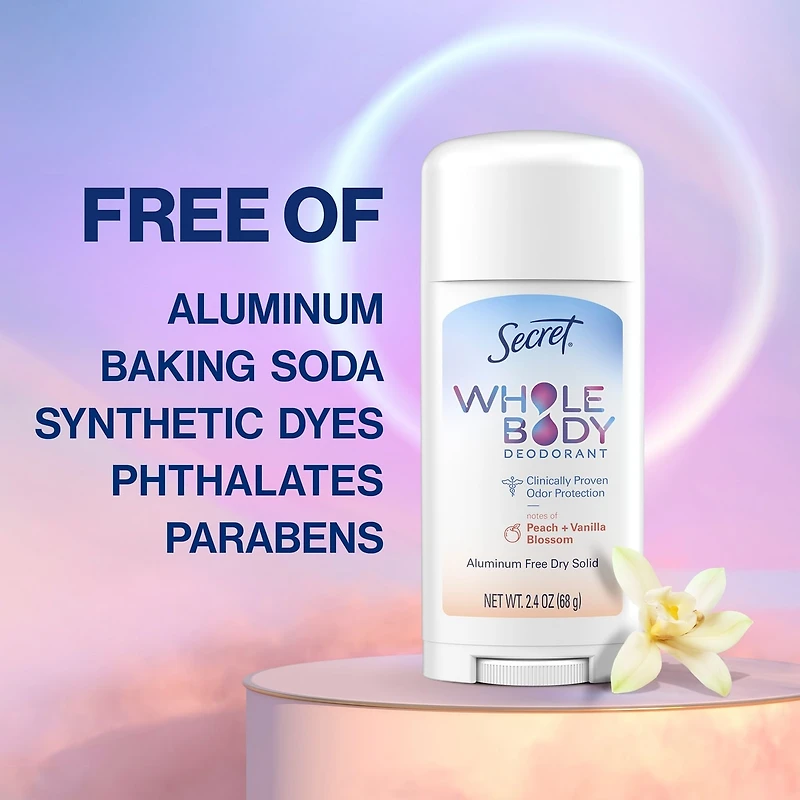 Whole Body Stick Aluminum Free Deodorant for Women with notes of Peach & Vanilla