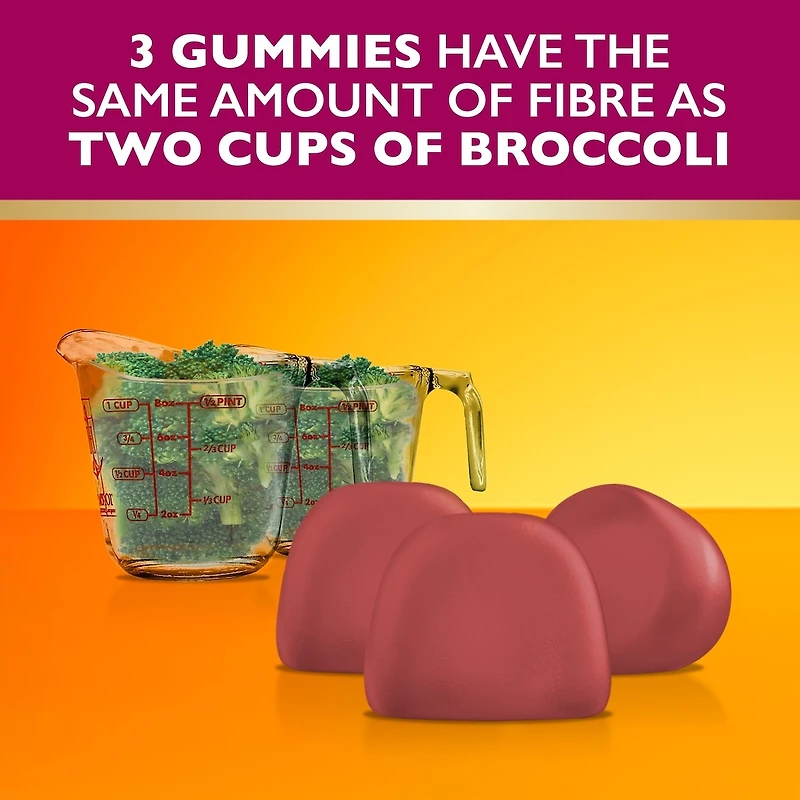 Supplément gélifié Metamucil Fibre + métabolisme pour la santé digestive, origine végétale, sans sucre ajouté, saveur de baies et d’agrumes, 72 gélifiés