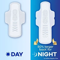 Infinity Feminine Pads for Women, Flexfoam Pads with Wings, Size 4, Overnight Absorbency, Unscented, 26 CT