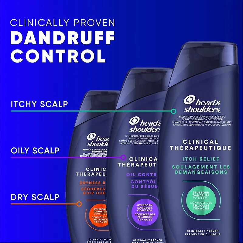 Shampooing 2 en 1 Intensité clinique Sécheresse du cuir chevelu, pour les pellicules tenaces