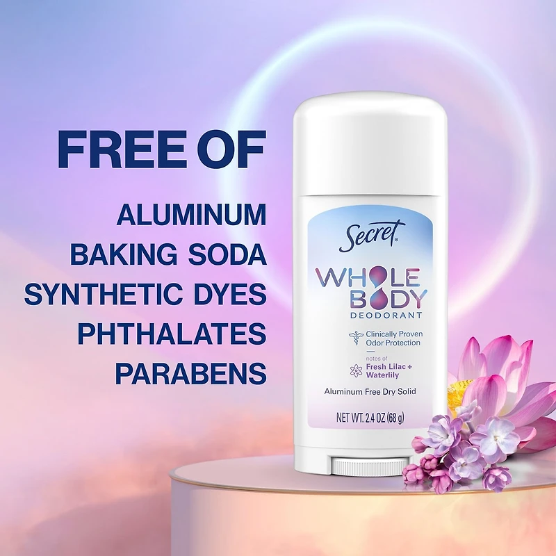 Whole Body Stick Aluminum Free Deodorant for Women with notes of Fresh Lilac Waterlily