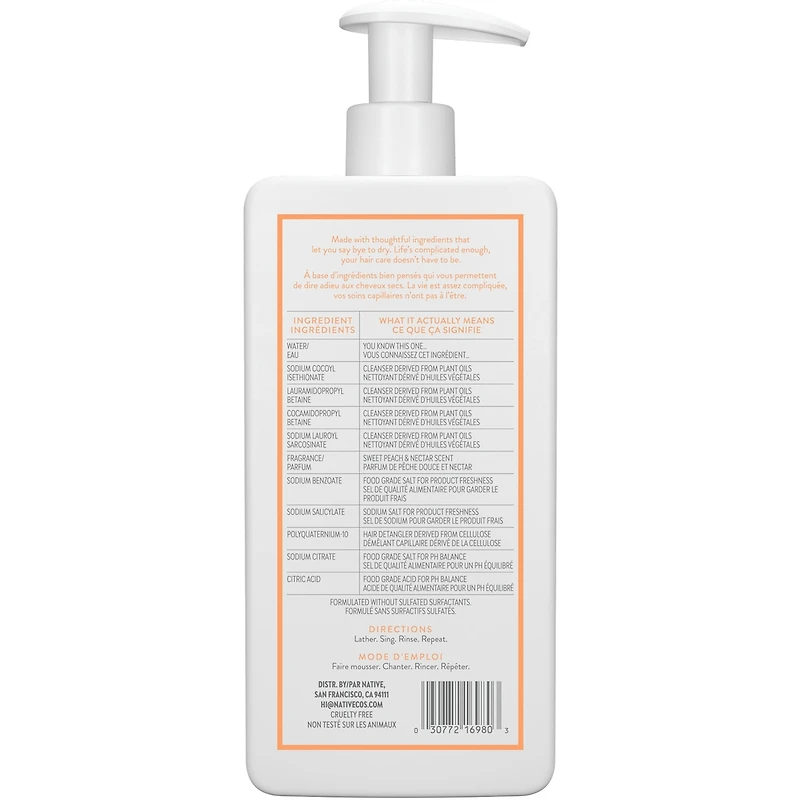Soins Capillaires – Shampooing Hydratant Pêche Sucrée Et Nectar