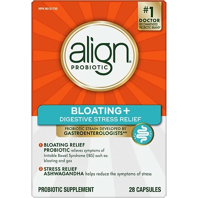 Probiotic, Bloating + Digestive Stress Relief, Probiotic for Women and Men with Ashwagandha, Probiotic for Gut Health, Helps Relieve Symptoms of Irritable Bowel Syndrome (IBS) such as Bloating, Gas, and Abdominal Discomfort, 28 Capsules