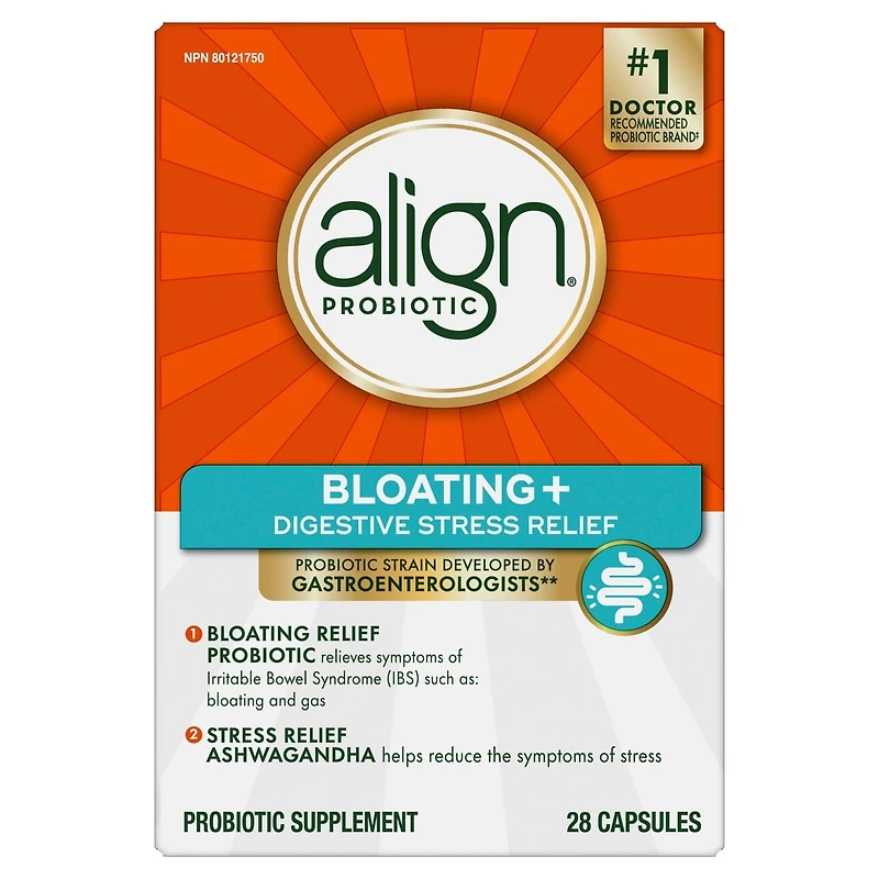 Probiotiques, ballonnements et soulagement du stress digestif, probiotique avec Ashwagandha, probiotique pour la santé intestinale, aide à soulager les symptômes du syndrome du côlon irritable : ballonnements, gaz et inconfort abdominal, 28 Co