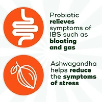 Probiotiques, ballonnements et soulagement du stress digestif, probiotique avec Ashwagandha, probiotique pour la santé intestinale, aide à soulager les symptômes du syndrome du côlon irritable : ballonnements, gaz et inconfort abdominal, 28 Co