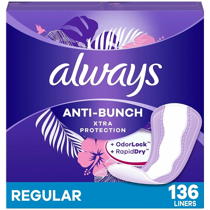 Anti-Bunch Xtra Protection Daily Liners, Regular Length, Unscented,