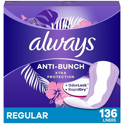 Protège-dessous quotidiens Anti-Bunch Xtra Protection, réguliers, non parfumés