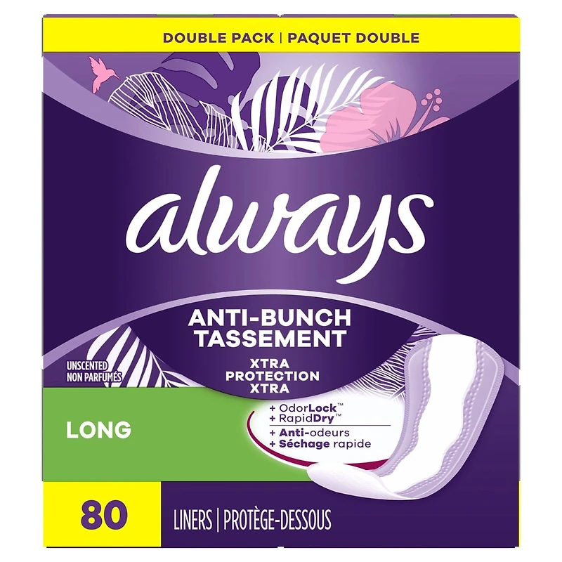 Protège-dessous quotidiens Anti-tassement Protection Xtra, longs, non parfumés