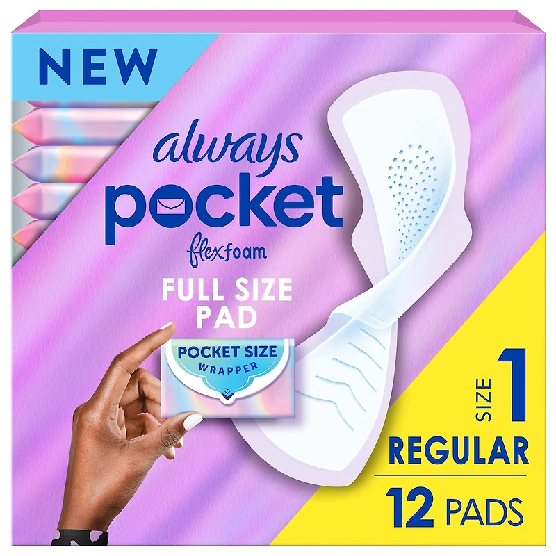 Serviettes Pocket, régulières, avec ailes, avec FlexFoam, taille1, non parfumées,