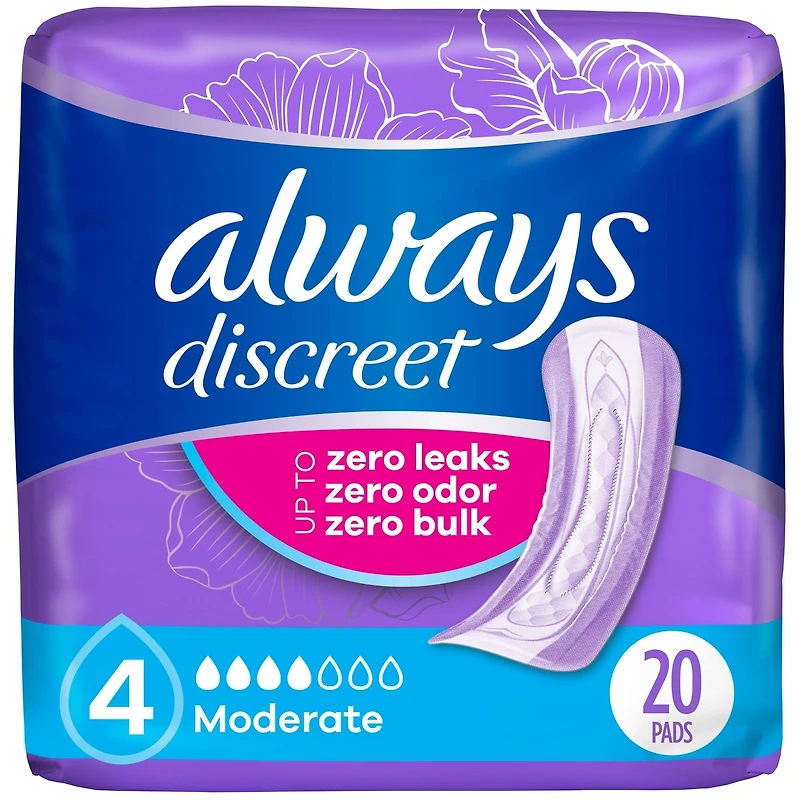 Adult Incontinence Pads for Women, Moderate Absorbency, Regular Length, Postpartum Pads, 20 CT