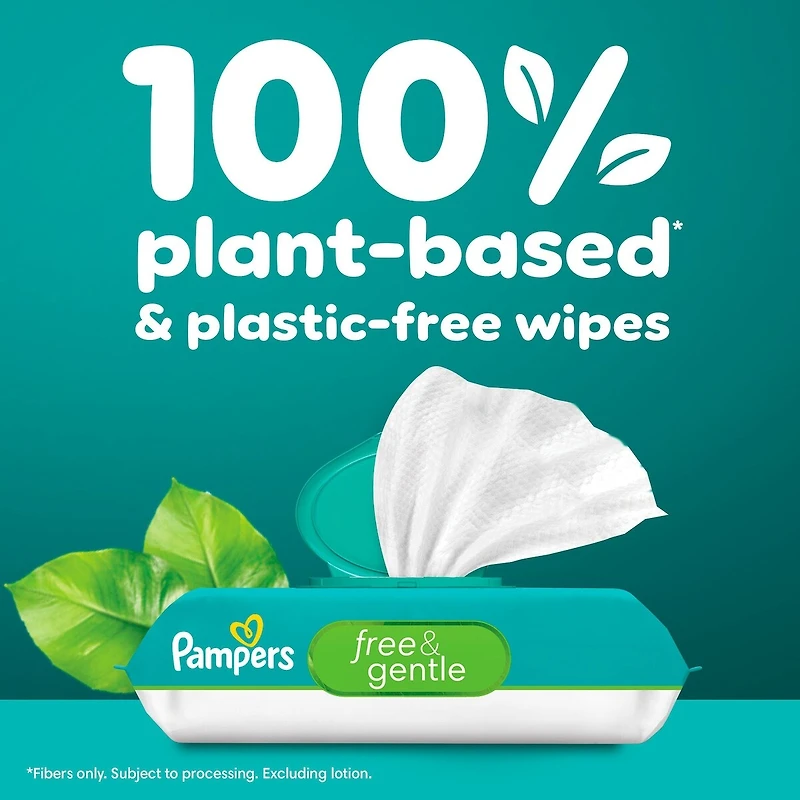 Lingettes pour bébés Pampers pur et délicat, 99 % d’eau, hypoallergéniques, non parfumées, entièrement à base de plantes, lingettes pour bébés sans plastique, 468 lingettes pour bébés au total (6X emballages rabattables)