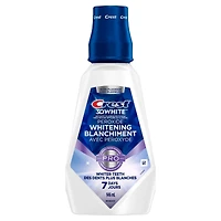 3D White Peroxide Mouthwash/Mouth Rinse, Strengthens Enamel, Whitens Teeth, Prevents Cavities, Alcohol Free, Contains Fluoride, Wintermint Flavor