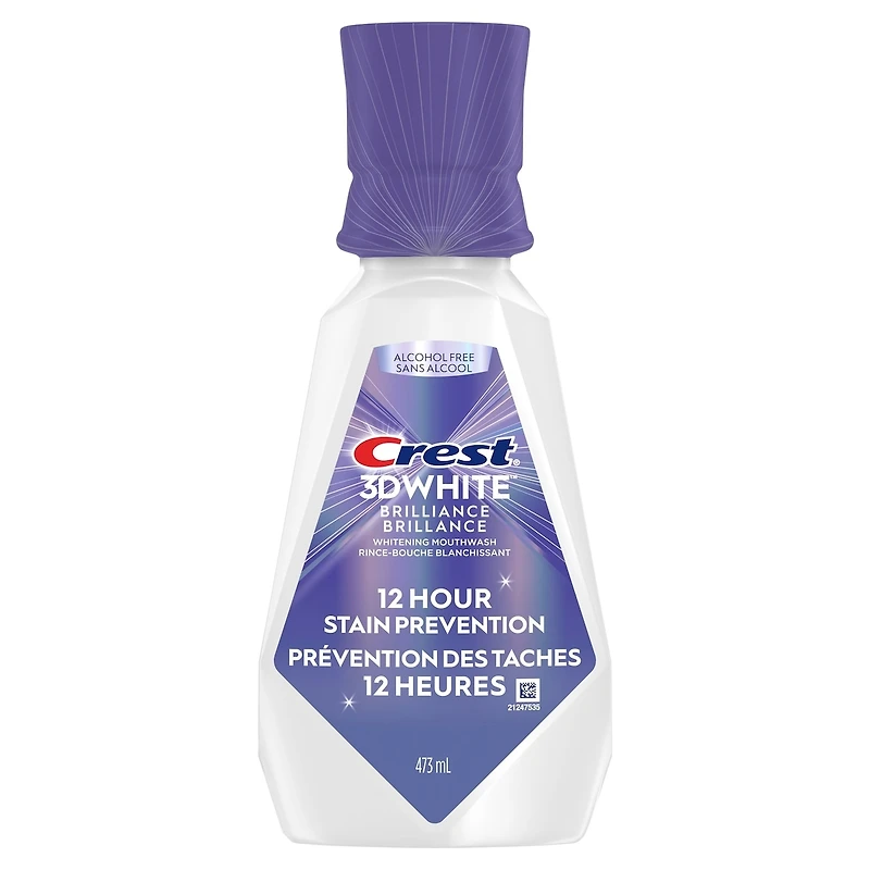 Rince-bouche 3DWhite Brillance Prévention des taches, Prévention des taches pendant 12heures, sans alcool, 473mL