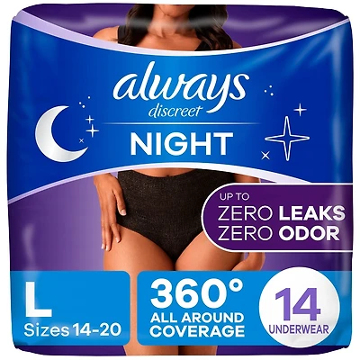 Culottes d’incontinence de nuit pour adultes, pour femmes, protègent jusqu’à 100 % contre les fuites urinaires, taille G, 14 culottes