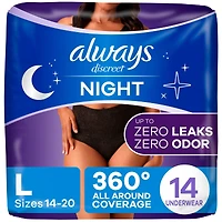 Culottes d’incontinence de nuit pour adultes, pour femmes, protègent jusqu’à 100 % contre les fuites urinaires, taille G, 14 culottes