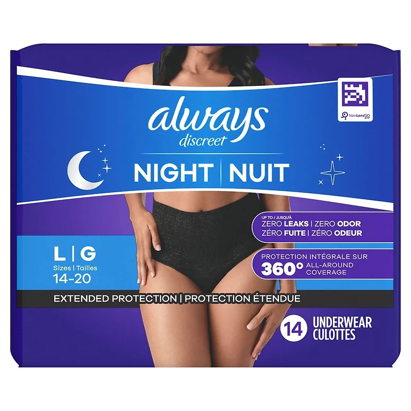 Culottes d’incontinence de nuit pour adultes, pour femmes, protègent jusqu’à 100 % contre les fuites urinaires, taille G, 14 culottes