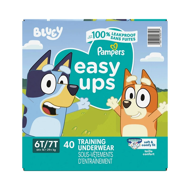 Sous-vêtements d’entraînement Pampers Easy Ups, taille 7 (6T/7T, garçons, 40 sous-vêtements