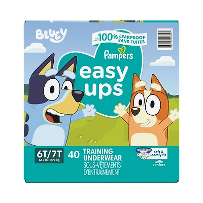Sous-vêtements d’entraînement Pampers Easy Ups, taille 7 (6T/7T, garçons, 40 sous-vêtements