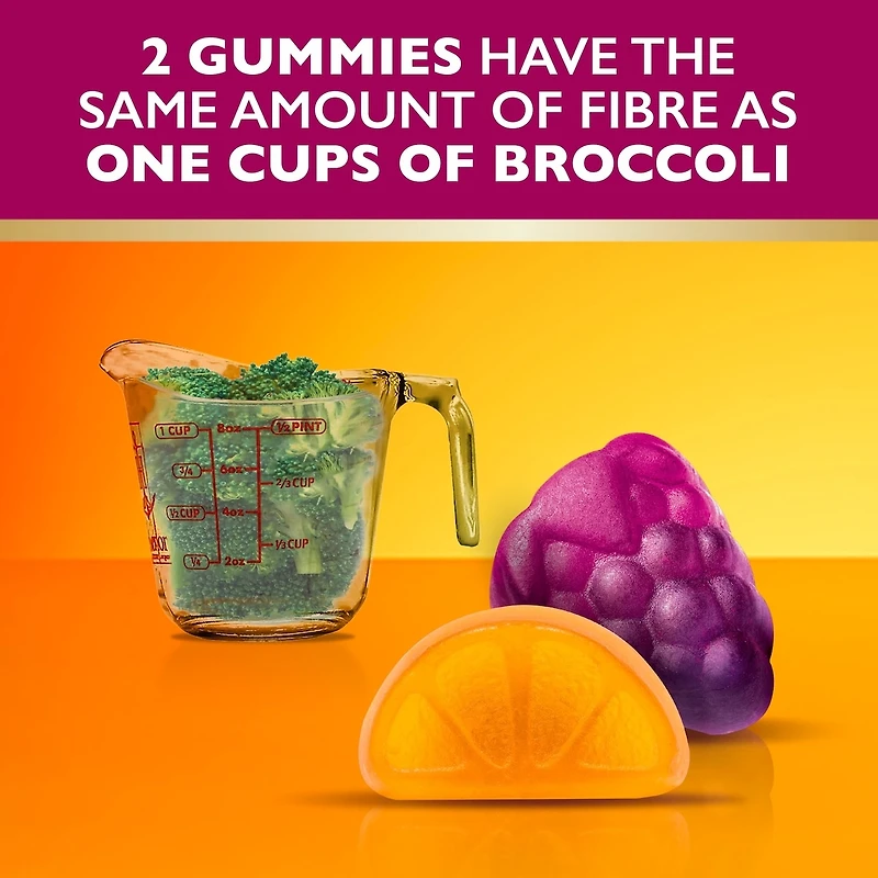 Supplément en comprimé gélifié pour la santé digestive Metamucil Fibre + probiotiques, à base de plantes, saveur de fruits, 50 gélifiés