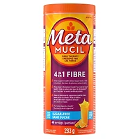 Metamucil, Supplément de fibres d’enveloppe de psyllium 4 en 1 en poudre pour la santé digestive, saveur d’orange, sans sucre, texture lisse, 48 portions, 283 g