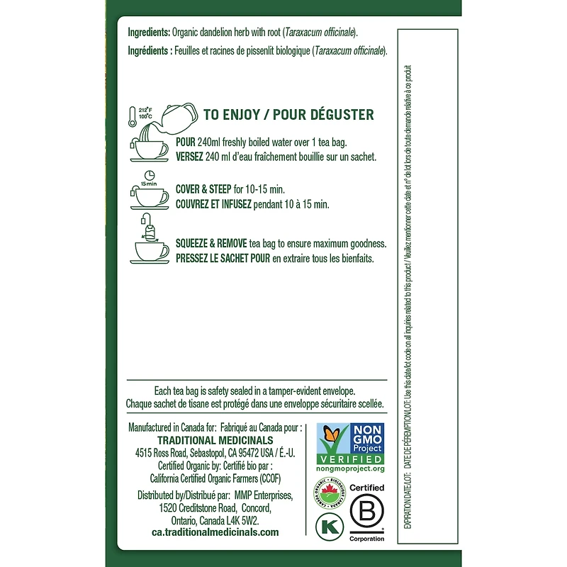 Dandelion Leaf Root Organic Tea