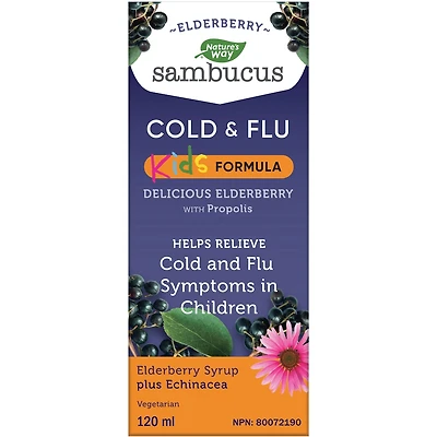 Sambucus Kids Cold and Flu Care, Syrup Berry Flavour, 120 ml