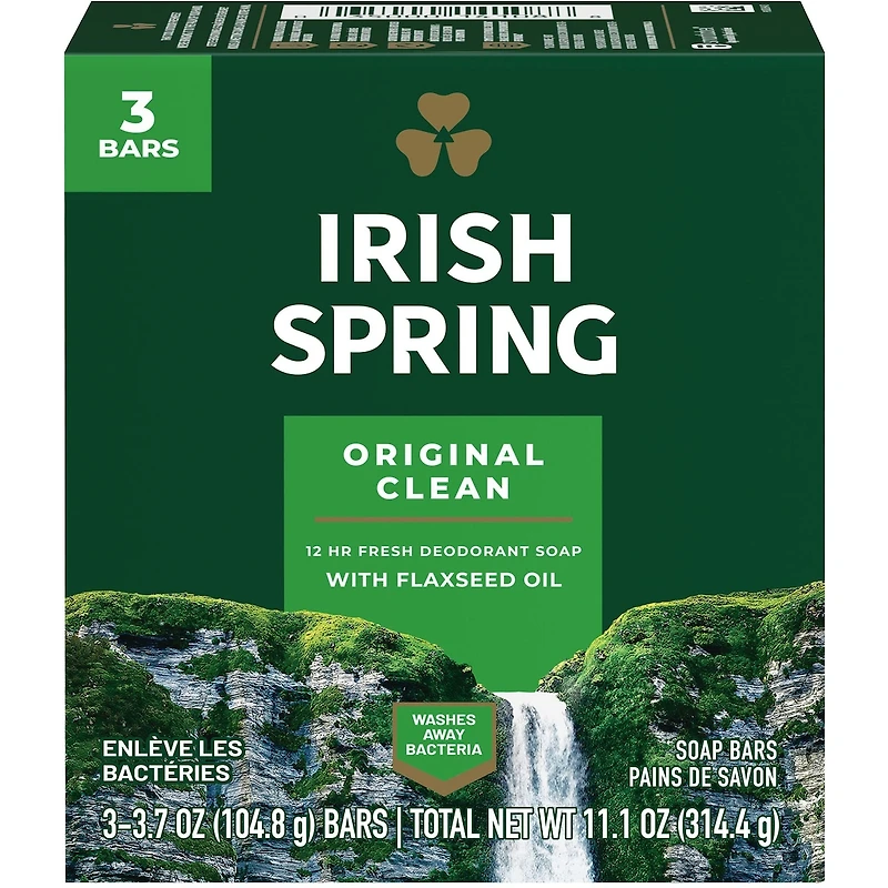 Irish Spring Original Clean Pain de Savon Désodorisant pour Hommes, 104.7 g