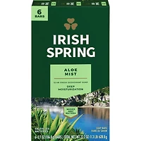 Irish Spring Aloe Mist Deodorant Bar Soap for Men, 104.7 g, 6 Pack