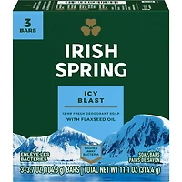 Irish Spring Icy Blast Pain de Savon Désodorisant pour Hommes, 104.8 g, Emballage de 3